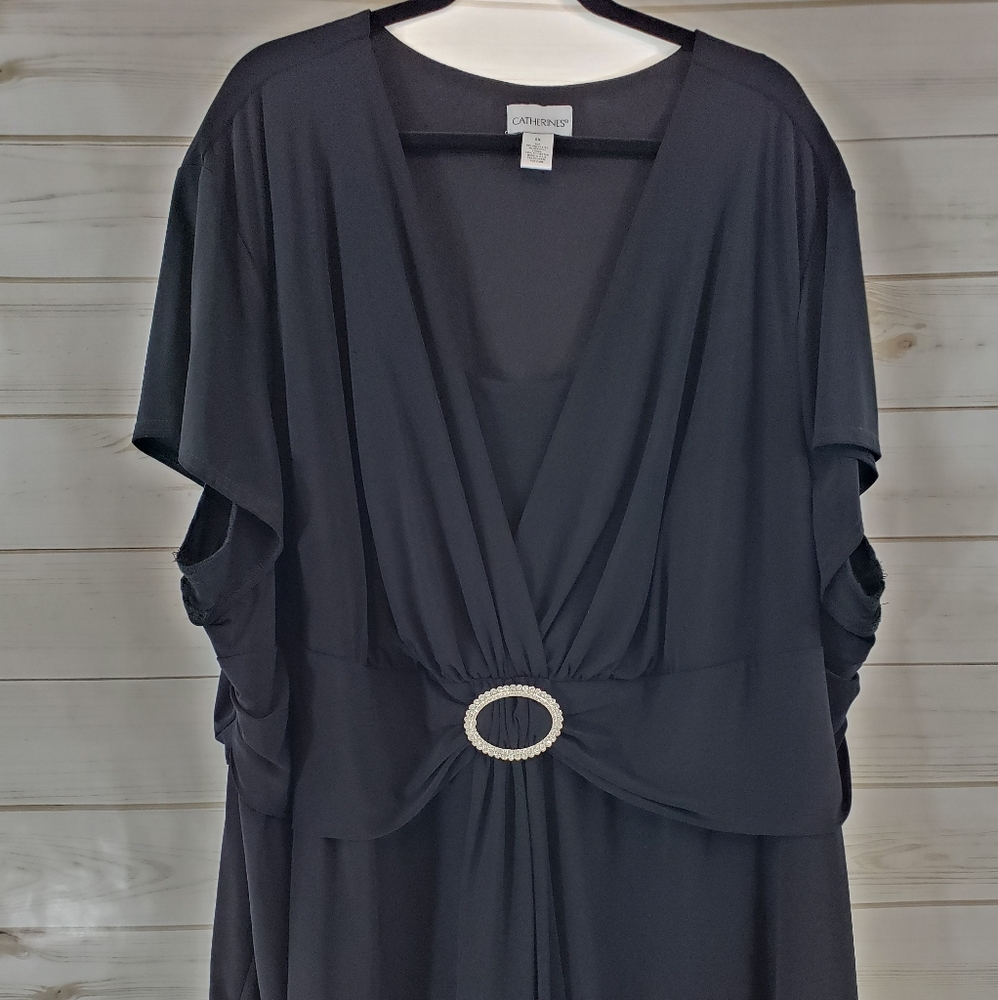 Catherines Black Faux Wrap Top